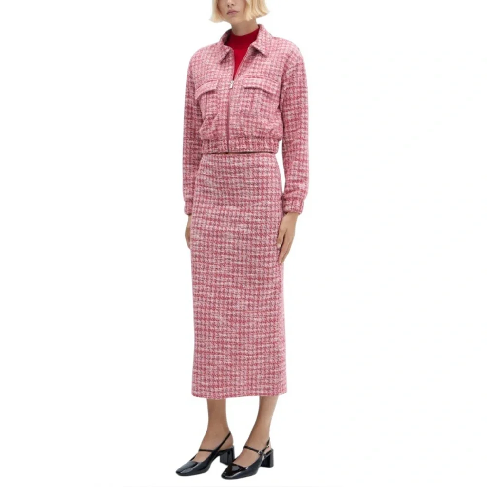 NWT MANGO HOUNDSTOOTH TWEED SKIRT & JACKET SET - SIZE S - Picture 5 of 16